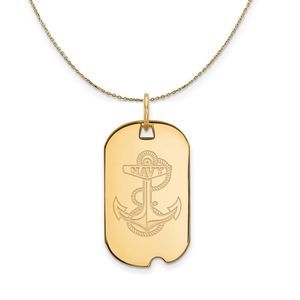 14k Yellow Gold U.S. Navy Dog Tag Necklace - 22 Inch